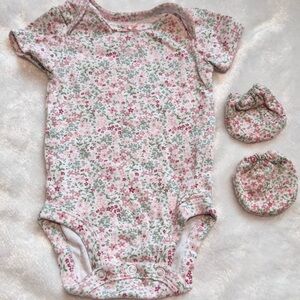 Carter's Floral Print Bodysuit - Pink and Green